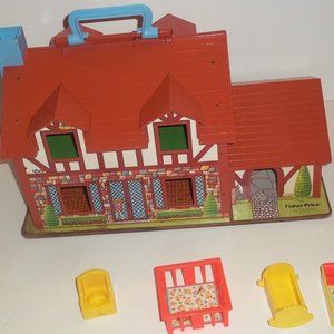 Fisher Price 1980 Vintage Play Family Tudor House #952 Includes Some Accessories